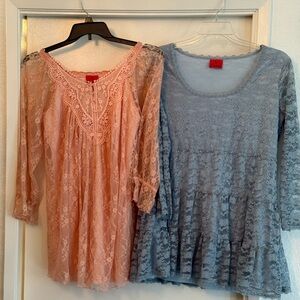 Christina V
Elegant Lace Women Tops - Peach and Blue